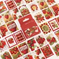 Vintage style strawberry orchard themed decorative stickers in a red gift box - Strawberry Orchard