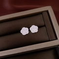 Elegant silver five-petal flower stud earrings with shimmering faceted crystal design - Silver Sequin Flower (27# Silver Pin-Silver-Sequin Flower)