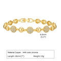 Detailed view of copper gold bracelet with AAA cubic zirconia pavé discs and metal beads - Round Ball Pavé Disc
