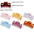 Pinces à cheveux en acrylique transparent coloré avec dimensions de grande taille 11 cm - 11cm 9-Dents Transparent Couleurs Mélangées