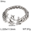 Bracelet homme en acier inoxydable argenté avec ancre et maille gourmette - Style Boucle Abstraite Argent (KB61648-BD) / 225x11.5mm