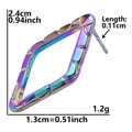 Detail view of 304 stainless steel geometric rainbow rhombus earring with dimensions - Rhombus Tiered Texture-Iridescent