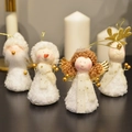 Christmas plush ornaments set of 4 including Santa Claus, snowman, angel, and reindeer - Gold Series 4-Piece Set