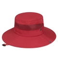 Dark red breathable sun hat with wide brim, mesh vents and adjustable chin strap - Adjustable / Red
