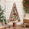 Handgefertigter Weihnachtsbaum aus Holz mit Zapfen und Beeren, Höhe 43 cm, Dekoration - Groß