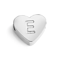 DIY stainless steel heart pendant featuring an engraved letter E in silver finish - Letter E (Silver)