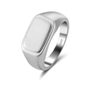 Polished silver S925 sterling silver square signet ring for men with minimalist design - NMR05-Rectangular Smooth Signet Silver Ring-Size 12