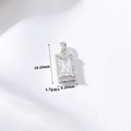 Detailed view of square purple zircon pendant with size markings 19.25mm by 8.25mm - Rectangular Clear Zirconia Halo Style (H-10781) / Silver