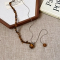 Tiger eye stone necklace with gold plated chain and asymmetric bead design for women - Chips Snake Chain Patchwork Style / 66# Silver-Coffee