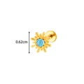 Golden titanium flower stud earring with blue zircon and 0.62cm size measurement - Gold Sunflower Style (T2560-7#Gold)