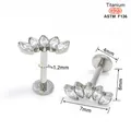 Détail de piercing labret en titane G23 avec zircon marquise, tige 1,2mm et longueur 8mm - Argent 3# (Grappe de 5 Pierres)
