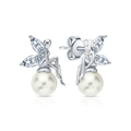 Orecchini a perno fata in argento S925 con perle di conchiglia e ali di zircone - Orecchini a lobo con perla elfo / Argento/Bianco