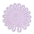 Flower shaped woven cotton coaster in pink and white color for heat insulation - Pink Striped