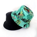 Reversible bucket hat in black and mint green with Smithstreet graffiti print patterns - 28 (SMITHSTREET Green Print + Black)