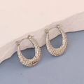 Minimalist silver irregular geometric U-shape earrings with a hammered texture finish - Silver Style K7-7