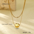Collier multi-rangs en acier inoxydable doré avec un pendentif sphère poli de 1,8 cm - Or (NMSN-A122-1)