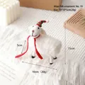 White wool felt lamb figurine with Christmas hat and red scarf for holiday table decor - No. 19 (White Sheep with Christmas Hat)