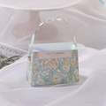 Elegant floral wedding favor gift box with iridescent handles and Best Wishes text - Small (5x10x7.5cm) / Blue