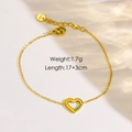 Bracciale a cuore dorato in acciaio inossidabile con cristalli verdi e catenina - YTB240608-Cuore Zircone Verde
