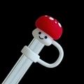 Cute mushroom silicone straw cover cap with smiley face design for Stanley cups - Polka Dot Mushroom-Red / 10mm