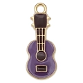 Golden guitar pendant with purple enamel finish for DIY jewelry making and accessories - Guitar (19468)