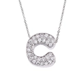 Silver-toned letter C necklace featuring sparkling pavé cubic zirconia on an O-chain - Letter C / Silver