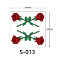 3D red rose flower temporary tattoo sticker S-013 with green leaves 60x60mm size - Crossed Red Rose Style (S-013)