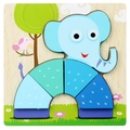 3D wooden elephant puzzle for toddlers with colorful rainbow blocks and floral base - Elephant 2