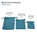 Peacock blue velvet drawstring jewelry pouches in three assorted sizes for storage - Drawstring Style / 7*9cm / Blue