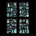 Luminous Christmas tattoo set showing snowman and Santa Claus glowing in the dark - MY Christmas Luminous Gold Foil Tattoos