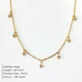 14K gold plated stainless steel star pendant necklace with cubic zirconia details - 14K Gold