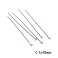 Pack of five silver stainless steel 0.7x40mm T-shape pins for DIY jewelry making - T-Head Pin 0.7x40mm (20 pcs/Pack)