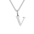 Silver finish stainless steel necklace featuring a minimalist initial letter V pendant - Letter V / Steel Color