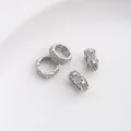 Silver tone spacer beads with micro-pave zircons and delicate lace crown edges - 11# Full Pave Design / 10x4mm / White Gold