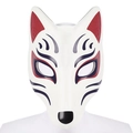 Japans kitsune vossenmasker in wit met rode en paarse traditionele patronen voor cosplay - Rood & Paars Patroon Bedrukt