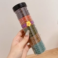 Elastic hair ties set in five earthy colors stored in a clear cylinder container - 100 Pcs Jar / 4# Dark Colors Series