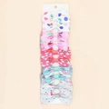 Set of 5 pairs of children bow hair clips with rainbow unicorn and rabbit prints - Style 17