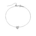 Polished stainless steel heart anklet with letter E charm and adjustable chain - Style E (CDJP002) / Silver