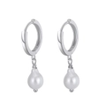S925 sterling silver drop earrings featuring white teardrop-shaped natural freshwater pearls - GPE15-P Fashion Teardrop Pearl Drop Earrings / Silver