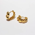 Classic twisted rope gold hoop earrings with minimalist metal texture for women - Gold