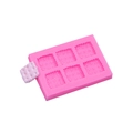 Pink square cookie silicone mold with six cavities and textured waffle pattern base - 3# Square / Pink