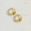 Fashionable gold smiling face hoop earrings with a textured chain design for women - Royal Blue (ES2227)