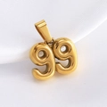 Golden 99 number pendant in 18K gold finish on white silk background for daily wear - Number 99