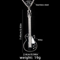 Catena in acciaio con ciondolo a chitarra nero e indicazioni dettagliate delle dimensioni - Nero (Chitarra N. 75)