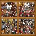 Stickers de Noël blancs pour fenêtres avec flocons, cloches, renne et sapin décoratif - Lot de 4 BQ473+476+478+479