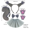 Plush grey squirrel costume set with ears headband tutu and tail for kids cosplay - Grey Squirrel Ears 3pcs Set + Grey Gloves + Grey Tutu Skirt