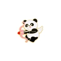 Spilla in smalto panda Cupido con arco rosa e cuore rosso per abiti o decorazione - Stile Panda Cupido (CZ2528-3)