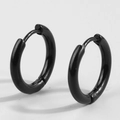 Polierte schwarze Edelstahl-Creolen in einem minimalistischen geometrischen Design - Schwarz