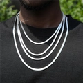 Flat silver blade snake chain necklaces in layered style for men made of stainless steel - 18 Inch-3mm*45cm / Steel