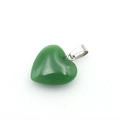 Green heart-shaped natural stone pendant with polished finish and silver metal clasp - Green Aventurine